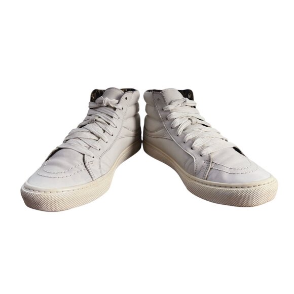 COACH Women's White Leather High Top Sneakers Leopard Print Lining Size 8M - Picture 9 of 14